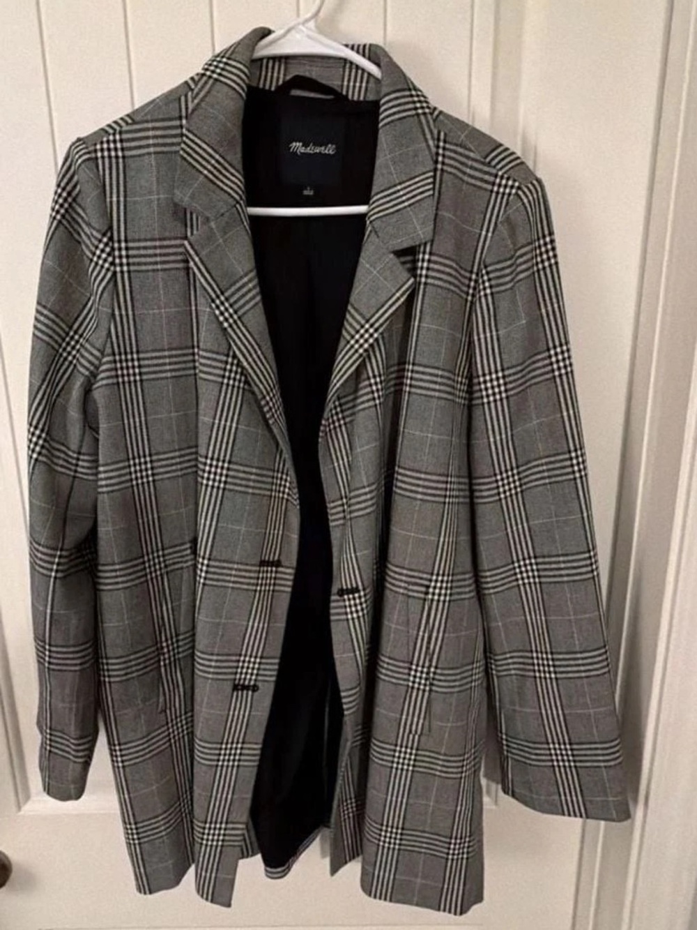 Madewell Gray Glen Plaid Blazer with Black Lining